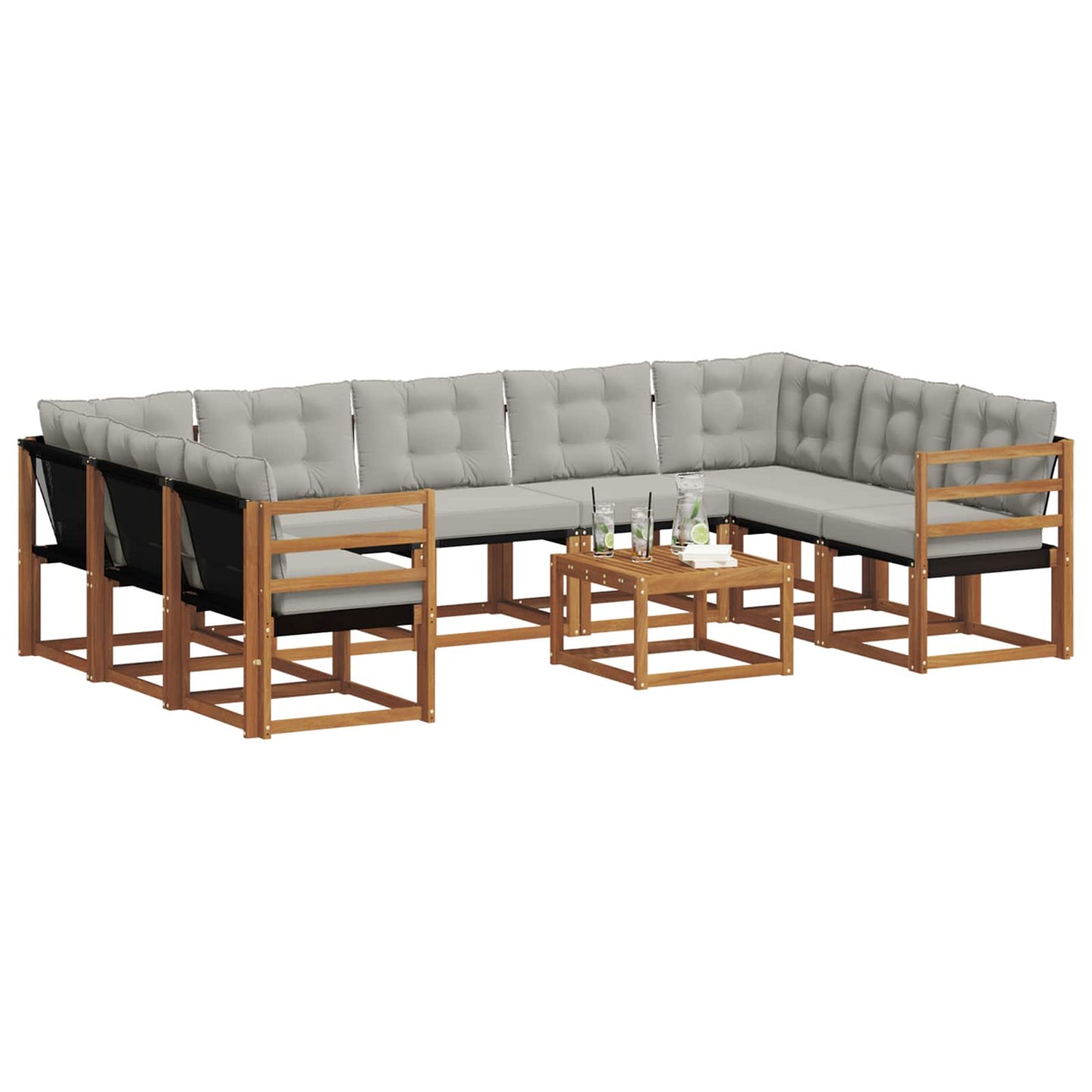 Set di divani da esterno 10 pcs Grigio Naturale e Chiaro | homemem39