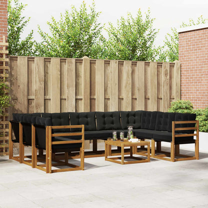 Set di divani da esterno con cuscino 10 pcs Naturale e Nero | homemem39
