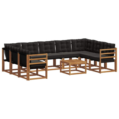 Set di divani da esterno con cuscino 10 pcs Naturale e Nero