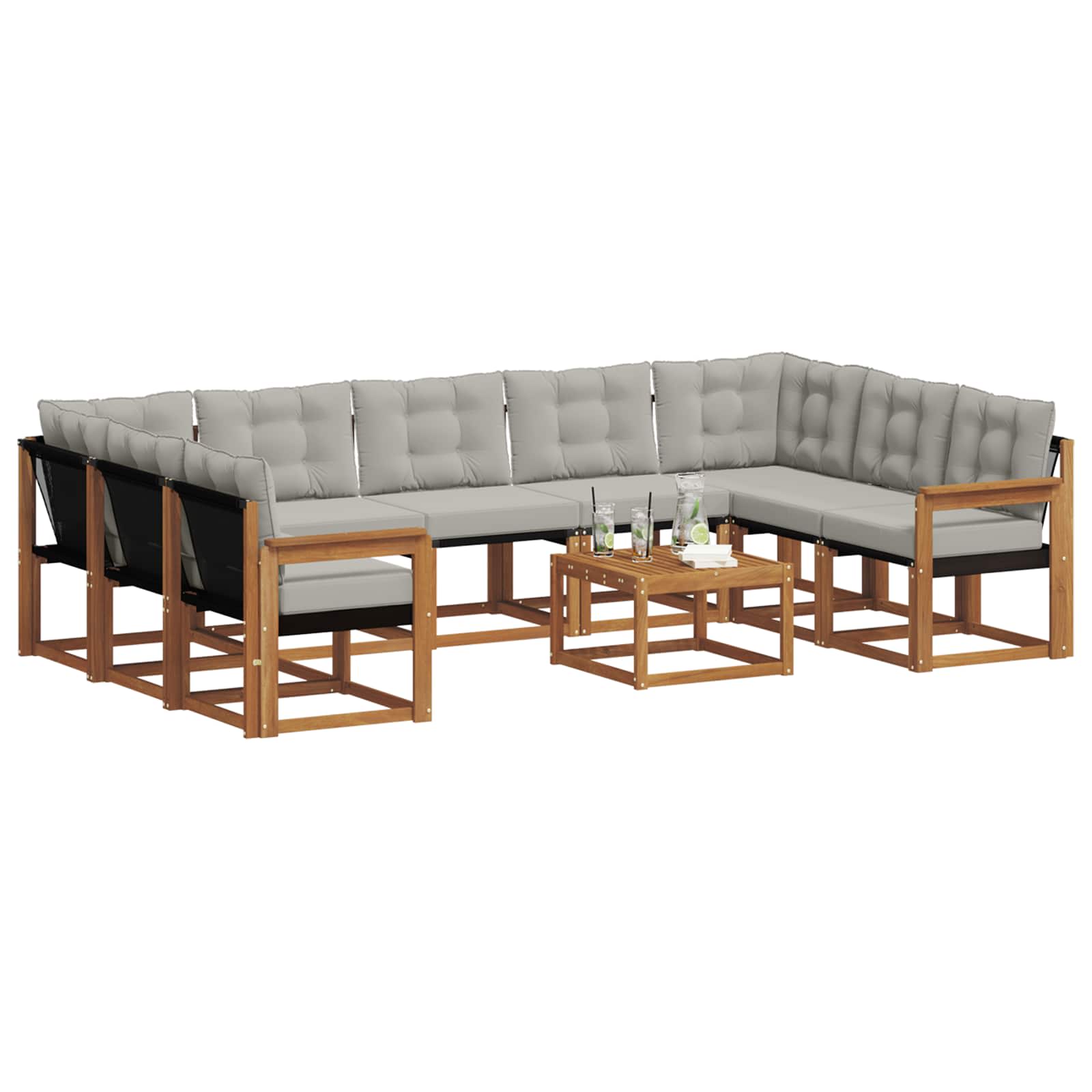 Set di divani da esterno 10 pcs Grigio Naturale e Chiaro | homemem39