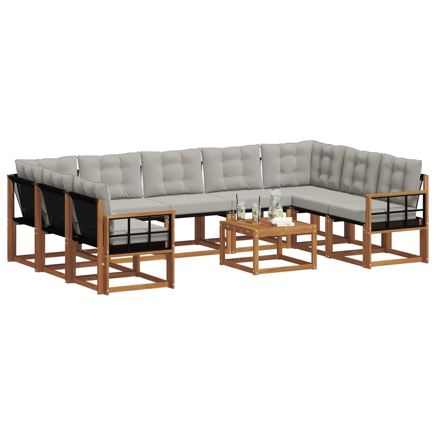 Set di divani da esterno 10 pcs Grigio Naturale e Chiaro | homemem39