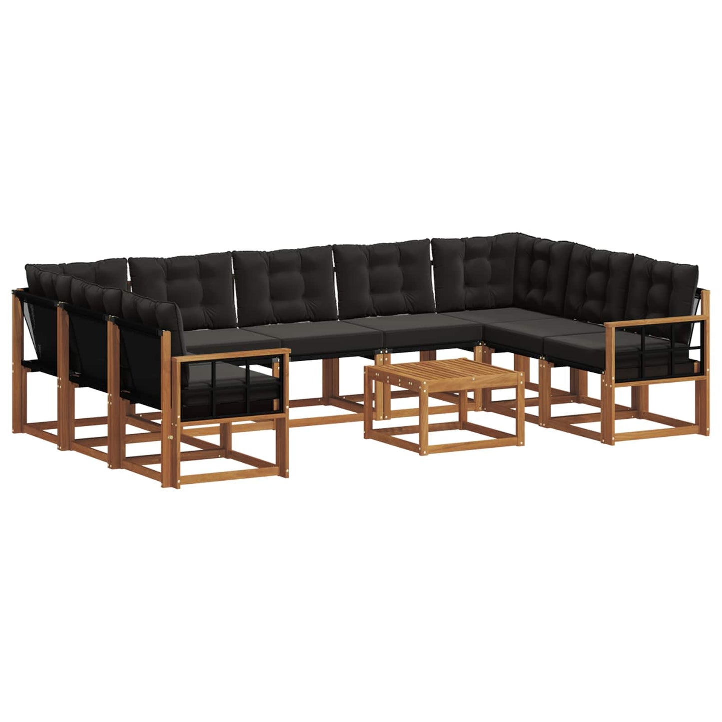 Set di divani da esterno con cuscino 10 pcs Naturale e Nero | homemem39