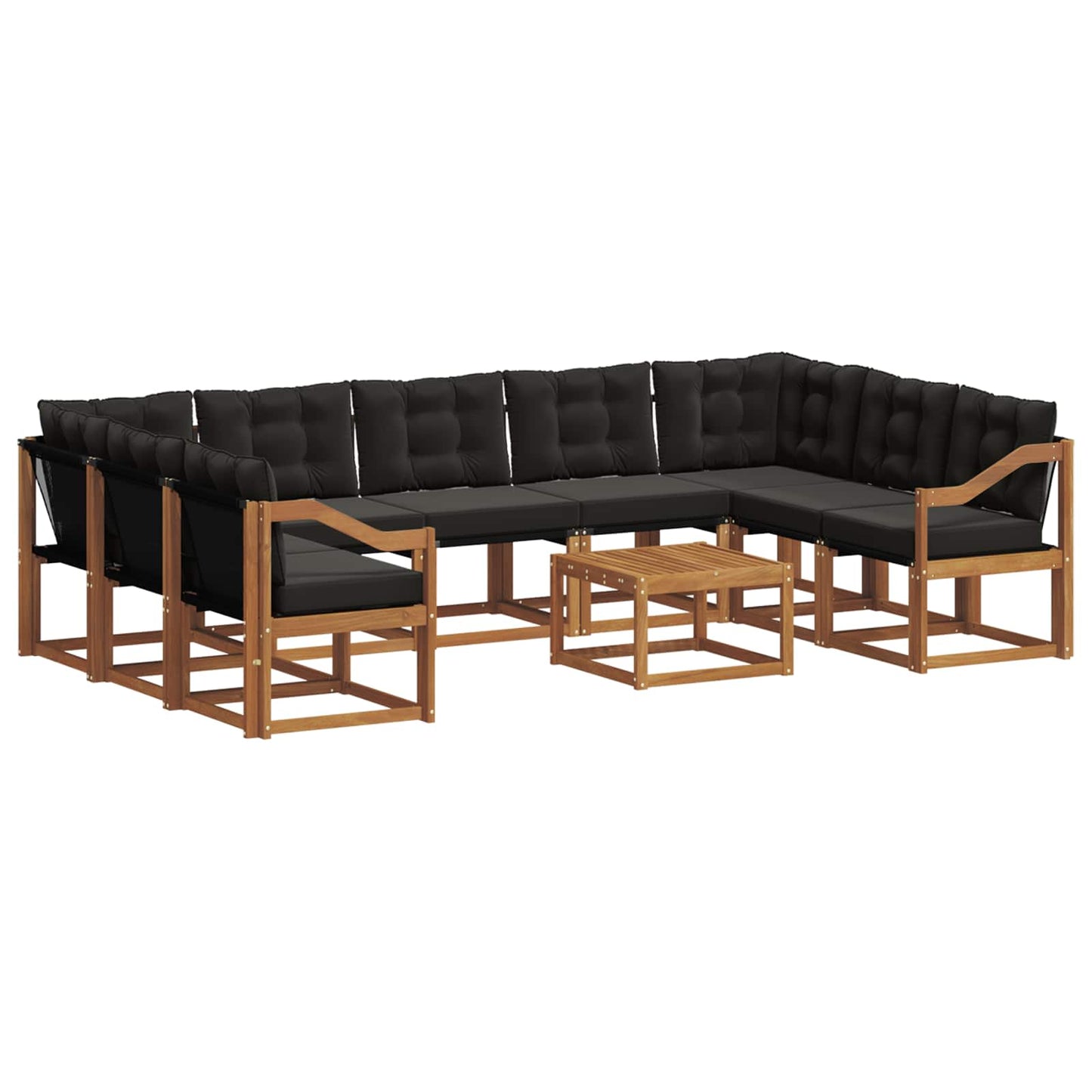 Set di divani da esterno con cuscino 10 pcs Naturale e Nero
