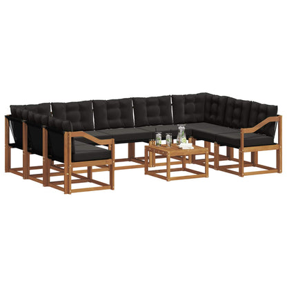 Set di divani da esterno con cuscino 10 pcs Naturale e Nero