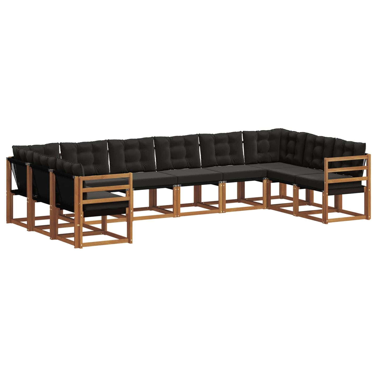 Set di divani da esterno con cuscino 10 pcs Naturale e Nero
