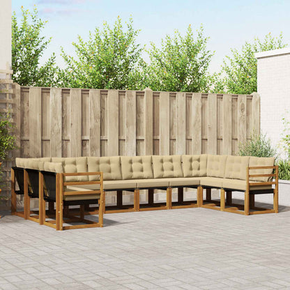 Set di divani da esterno con cuscino 10 pcs Naturale e Beige