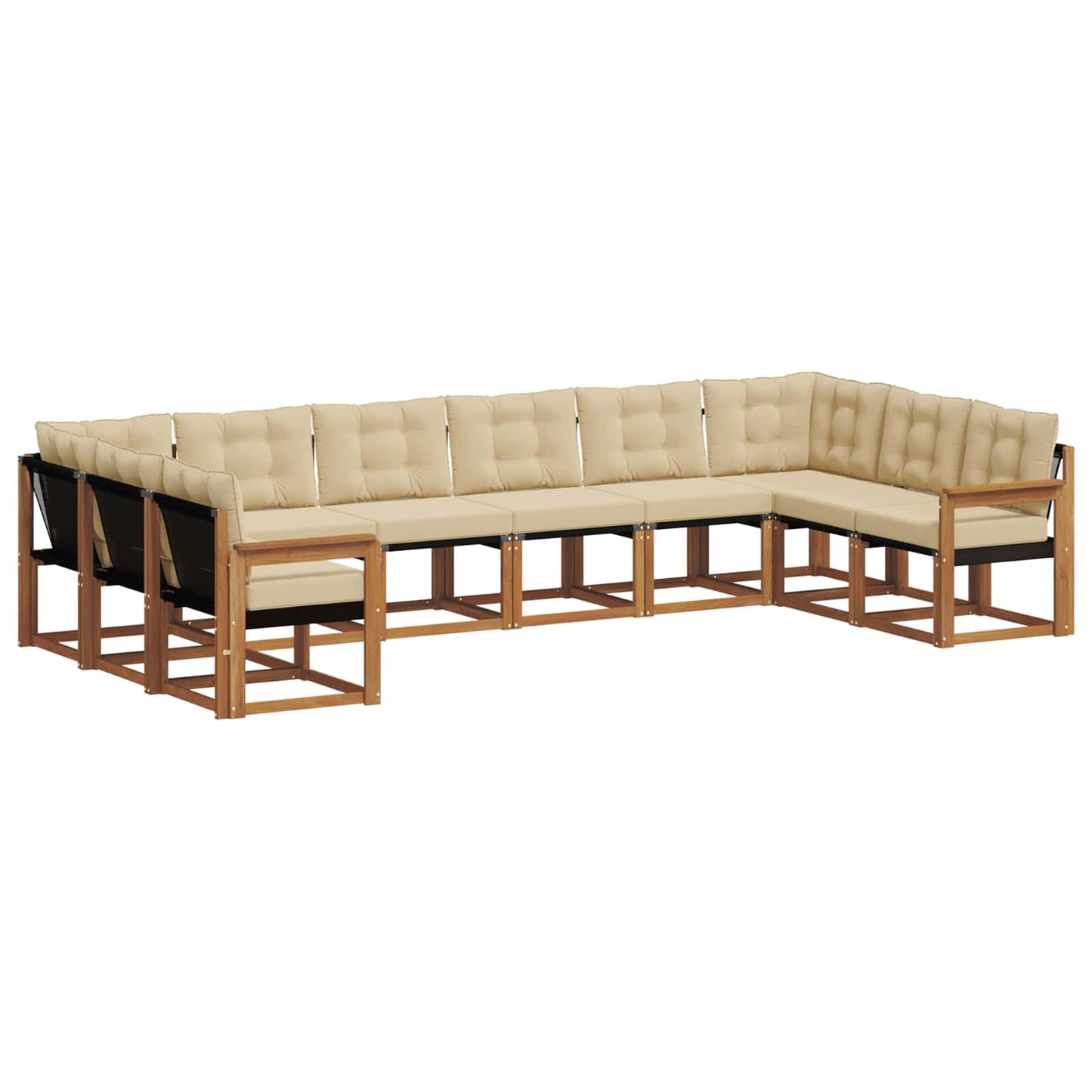 Set di divani da esterno con cuscino 10 pcs Naturale e Beige