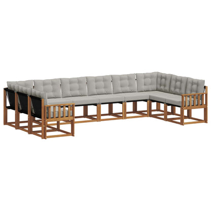 Set di divani da esterno 10 pcs Grigio Naturale e Chiaro