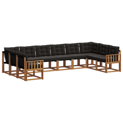 Set di divani da esterno con cuscino 10 pcs Naturale e Nero | homemem39