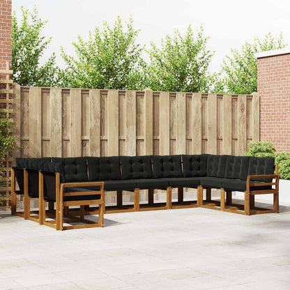 Set di divani da esterno con cuscino 10 pcs Naturale e Nero