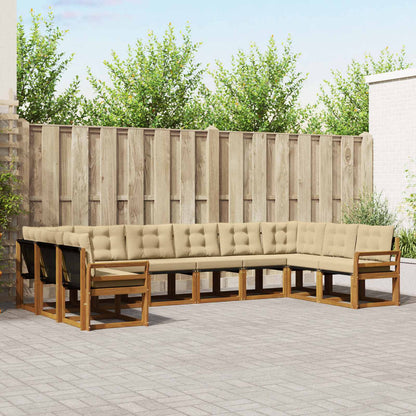 Set di divani da esterno con cuscino 10 pcs Naturale e Beige