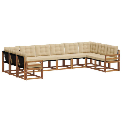 Set di divani da esterno con cuscino 10 pcs Naturale e Beige | homemem39