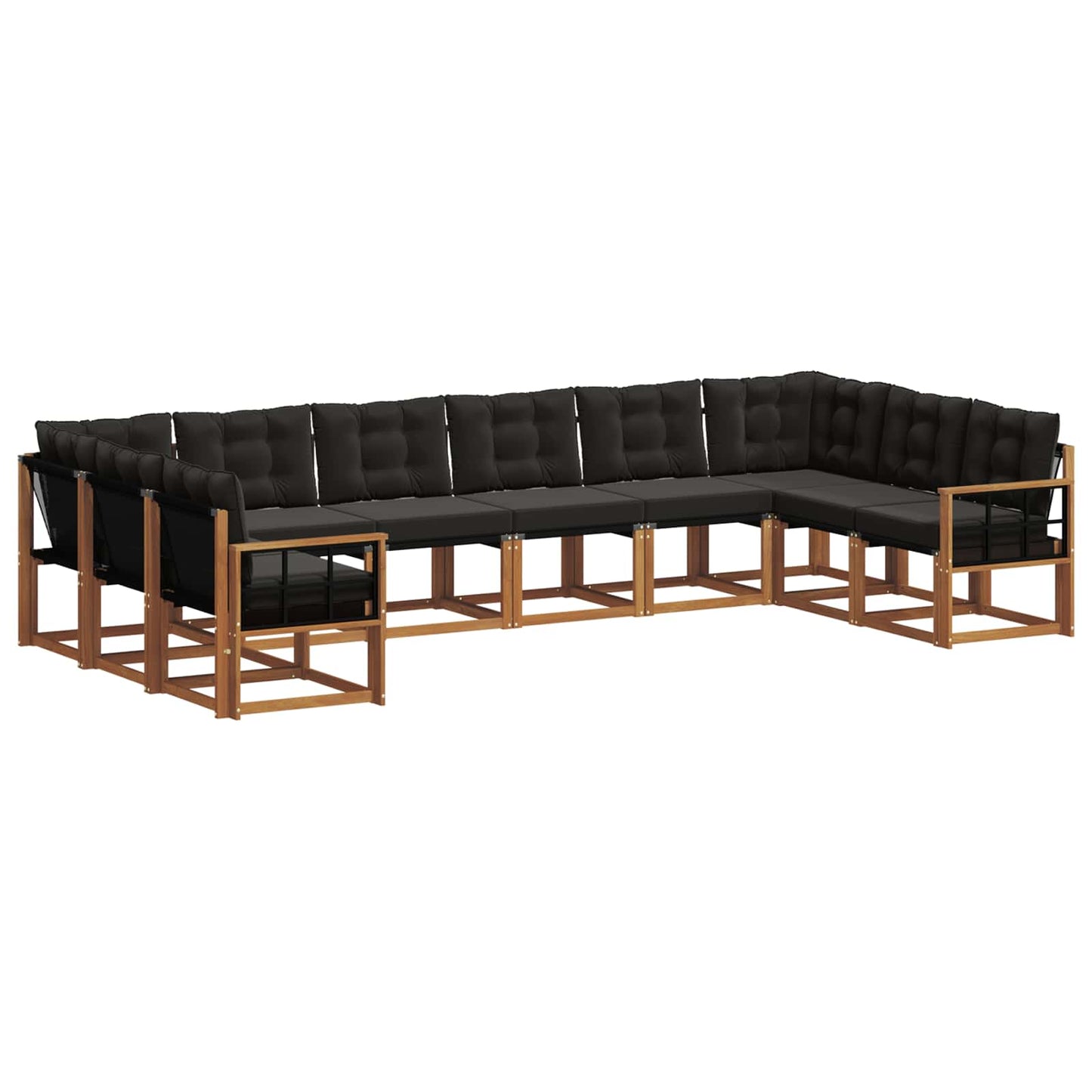 Set di divani da esterno con cuscino 10 pcs Naturale e Nero | homemem39