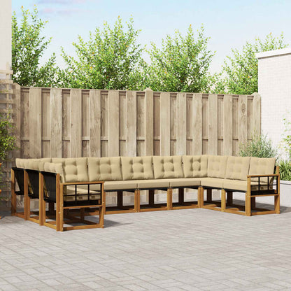 Set di divani da esterno con cuscino 10 pcs Naturale e Beige
