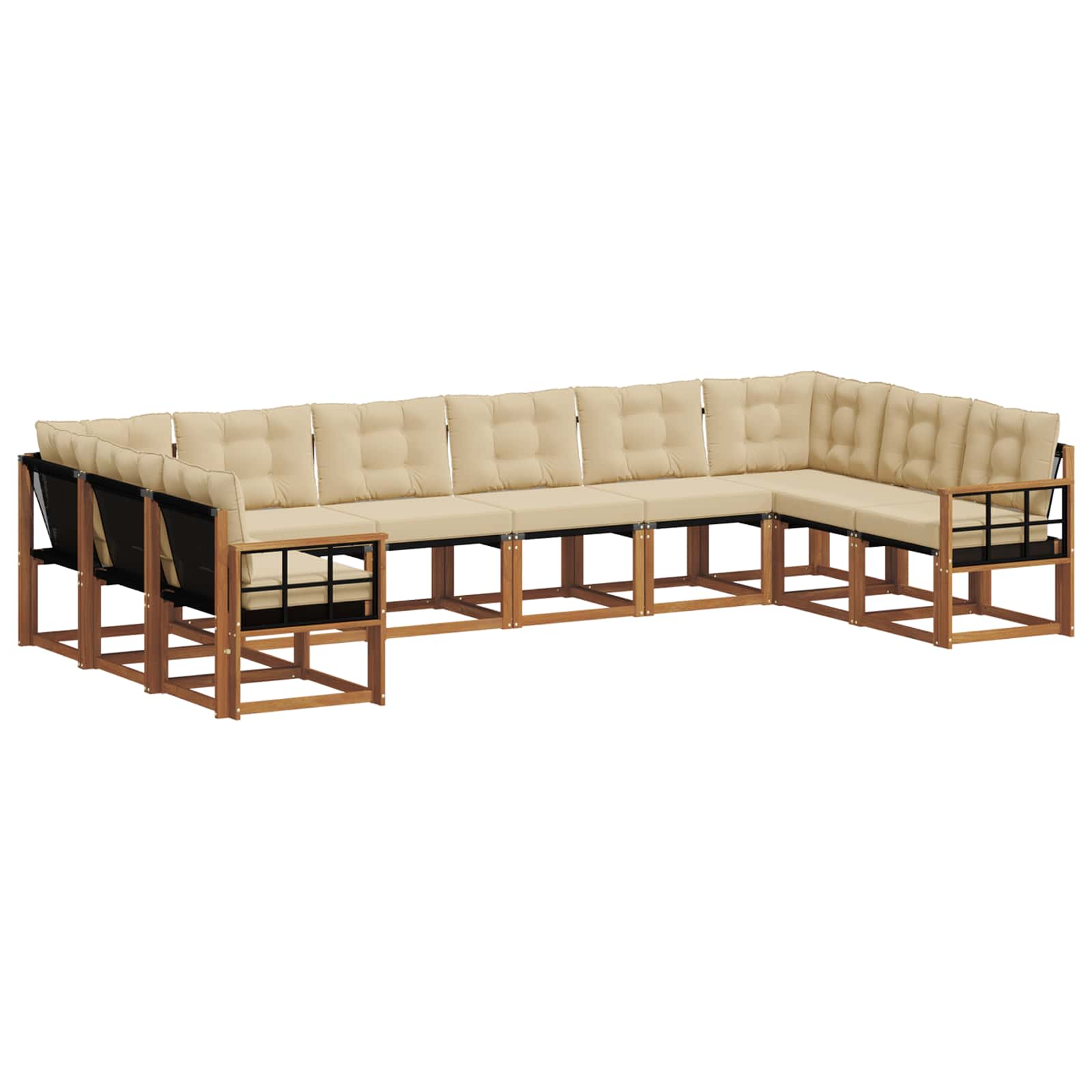 Set di divani da esterno con cuscino 10 pcs Naturale e Beige | homemem39