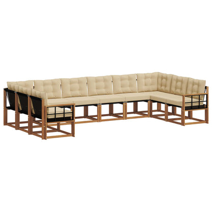Set di divani da esterno con cuscino 10 pcs Naturale e Beige | homemem39