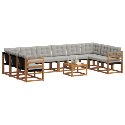 Set di divani da esterno 11 pcs Grigio Naturale e Chiaro | homemem39