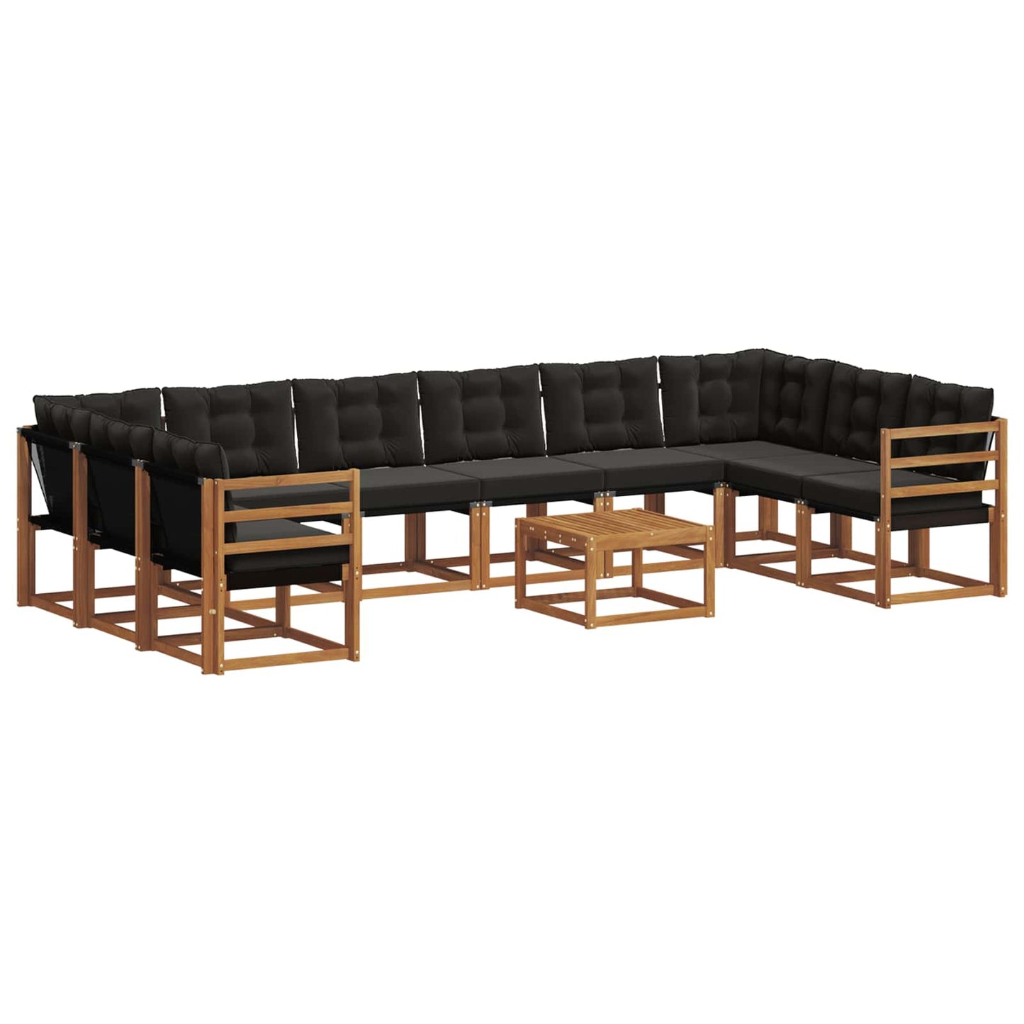 Set di divani da esterno con cuscino 11 pcs Naturale e Nero