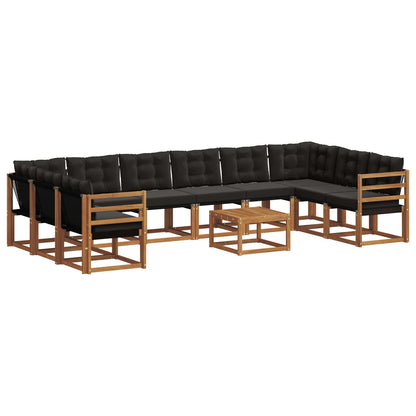Set di divani da esterno con cuscino 11 pcs Naturale e Nero