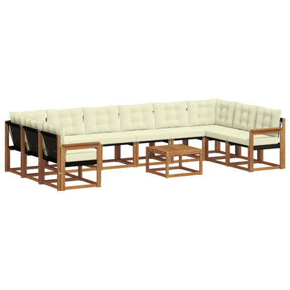 Set di divani da esterno con cuscino 11 pcs Naturale e Crema
