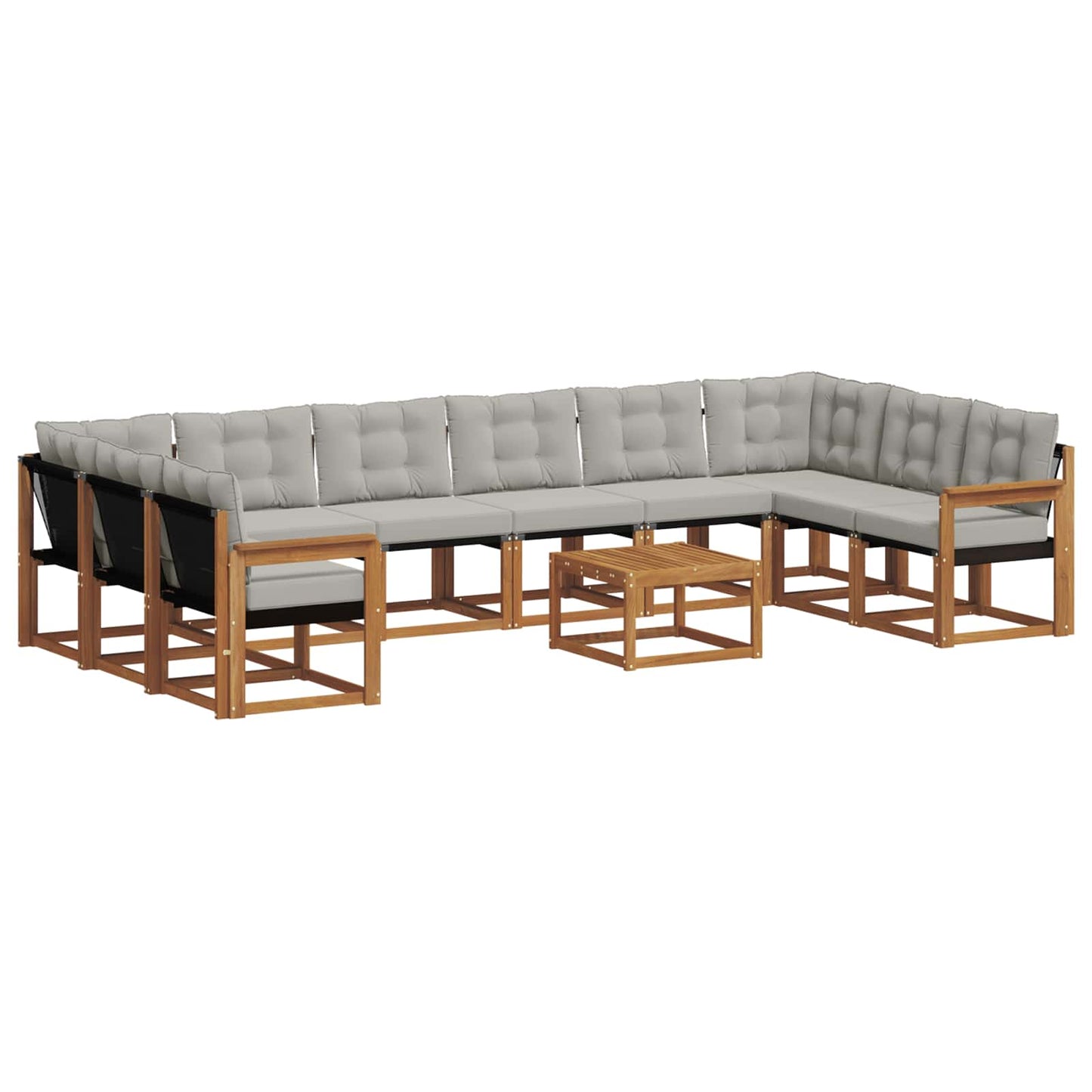 Set di divani da esterno 11 pcs Grigio Naturale e Chiaro