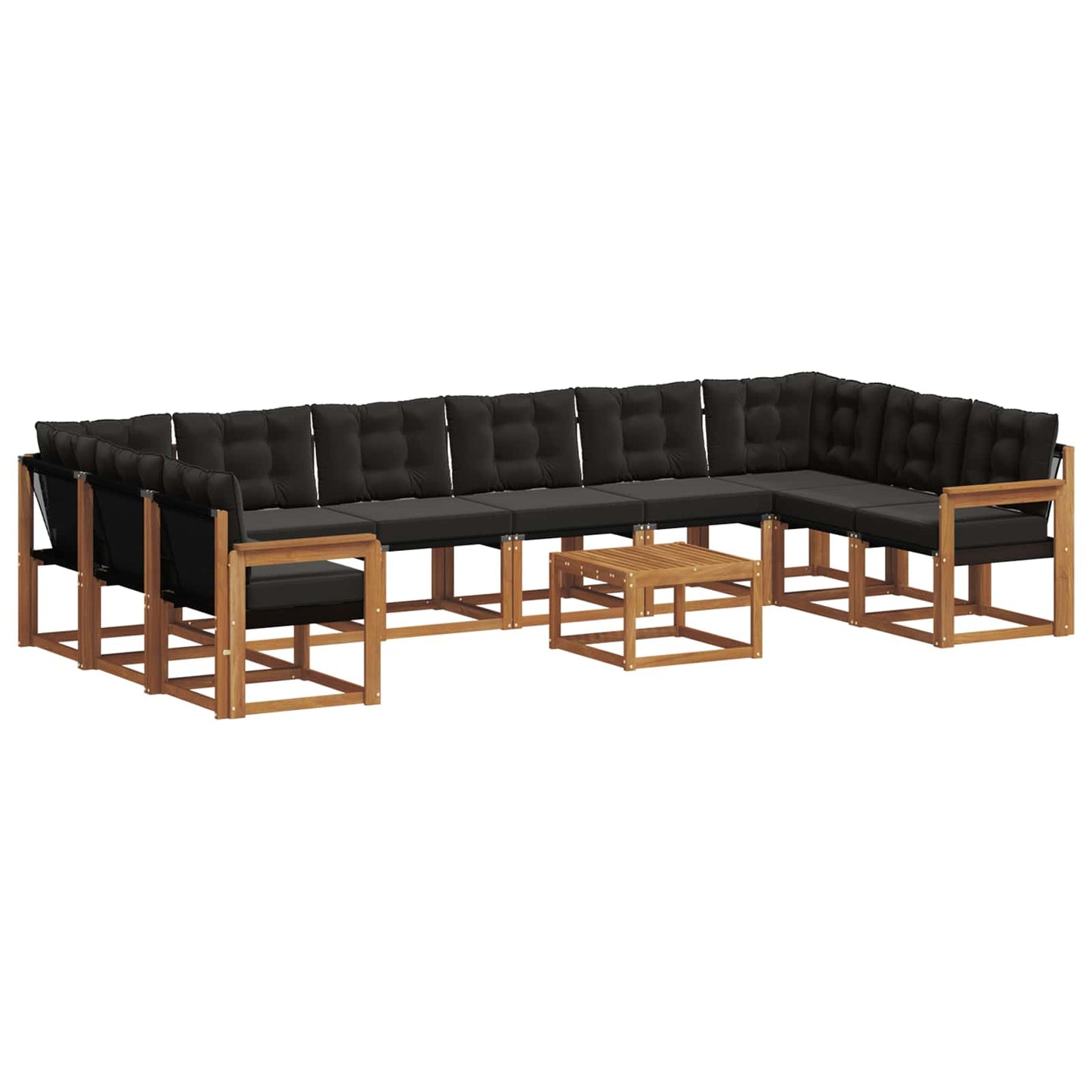 Set di divani da esterno con cuscino 11 pcs Naturale e Nero