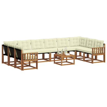 Set di divani da esterno con cuscino 11 pcs Naturale e Crema | homemem39