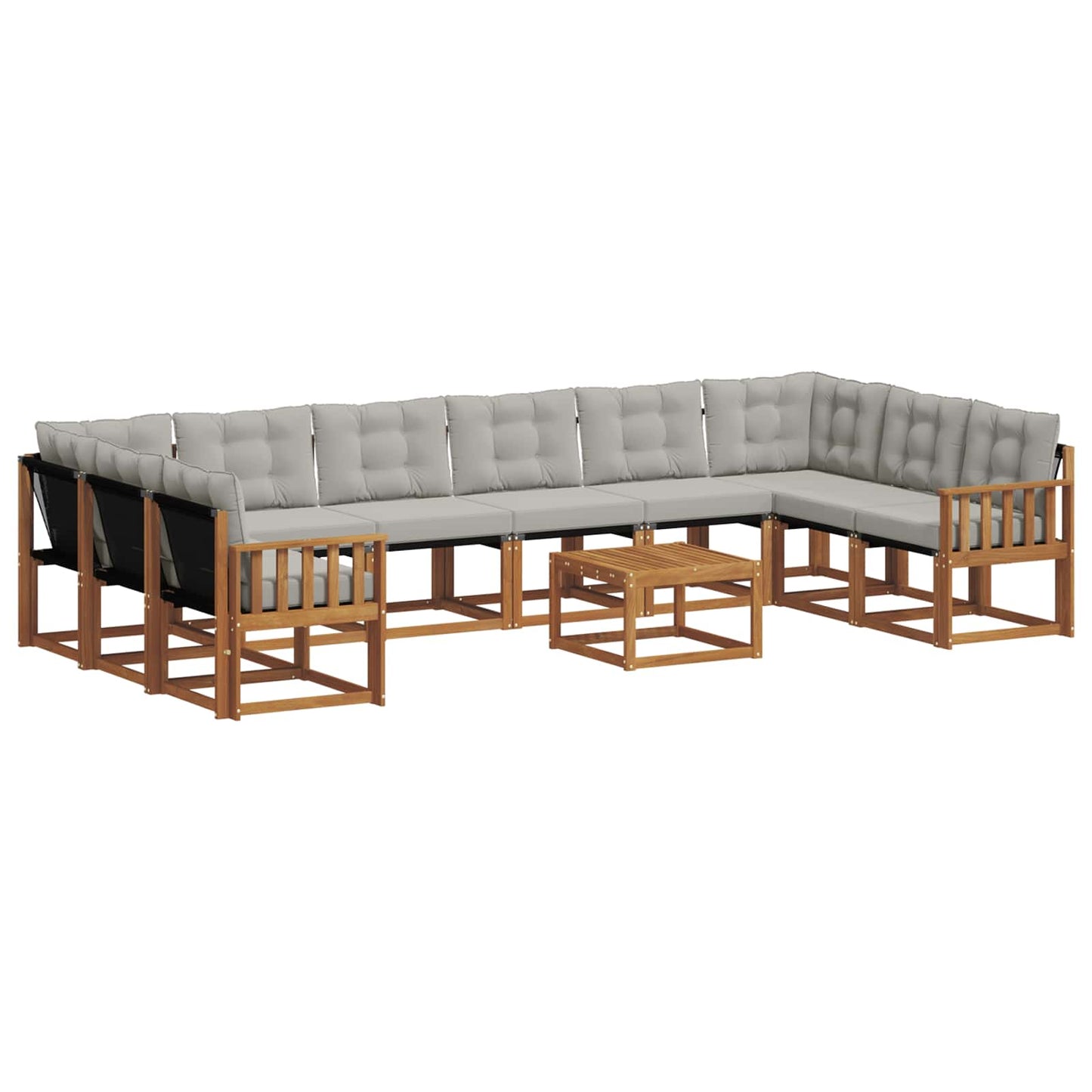 Set di divani da esterno 11 pcs Grigio Naturale e Chiaro