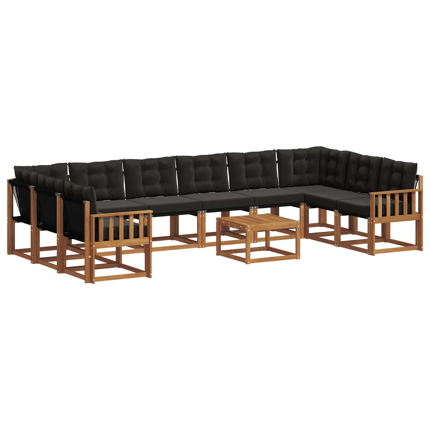 Set di divani da esterno con cuscino 11 pcs Naturale e Nero