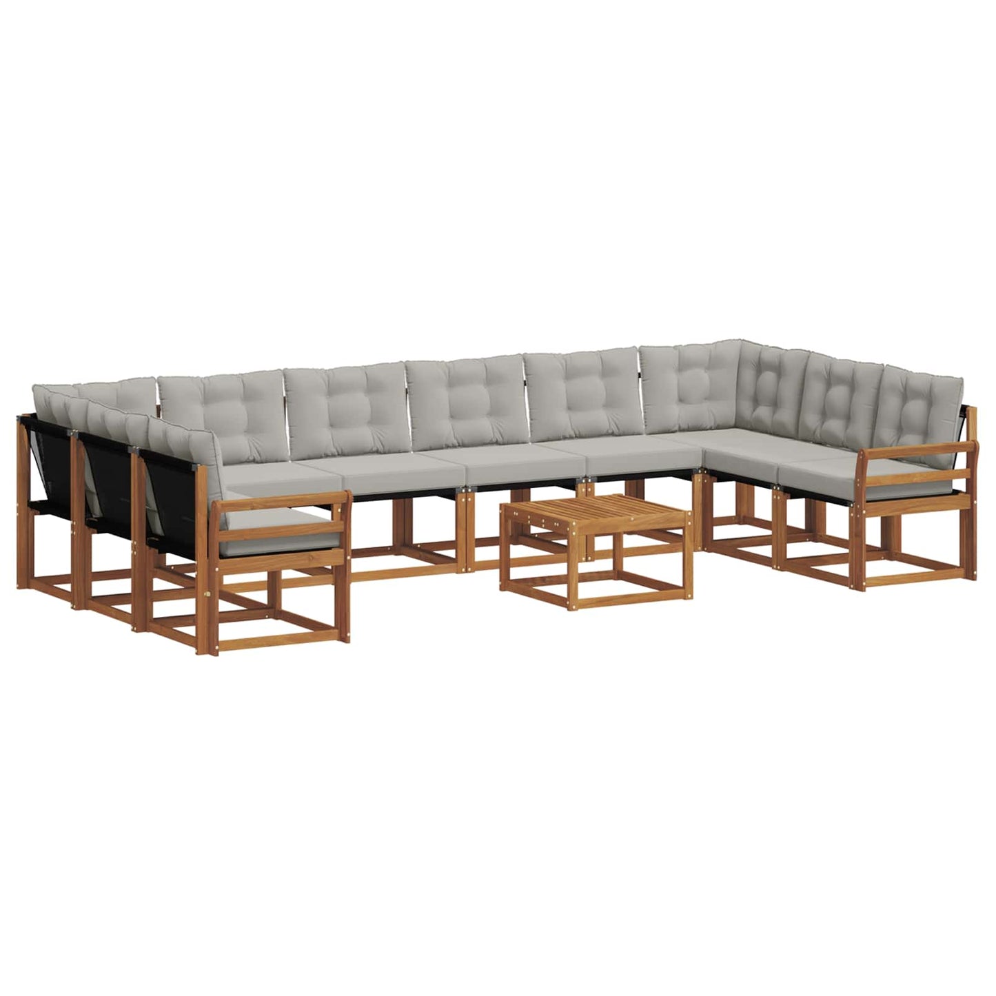 Set di divani da esterno 11 pcs Grigio Naturale e Chiaro | homemem39