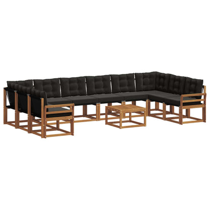 Set di divani da esterno con cuscino 11 pcs Naturale e Nero | homemem39