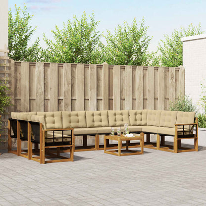 Set di divani da esterno con cuscino 11 pcs Naturale e Beige