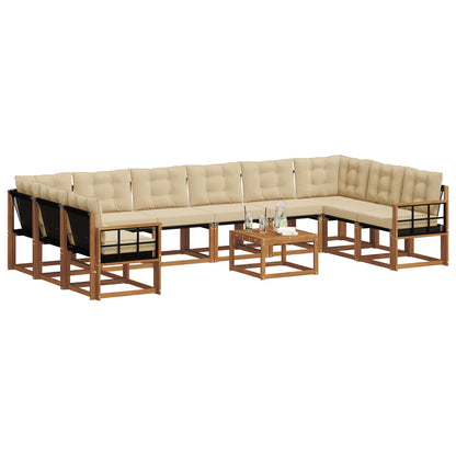 Set di divani da esterno con cuscino 11 pcs Naturale e Beige