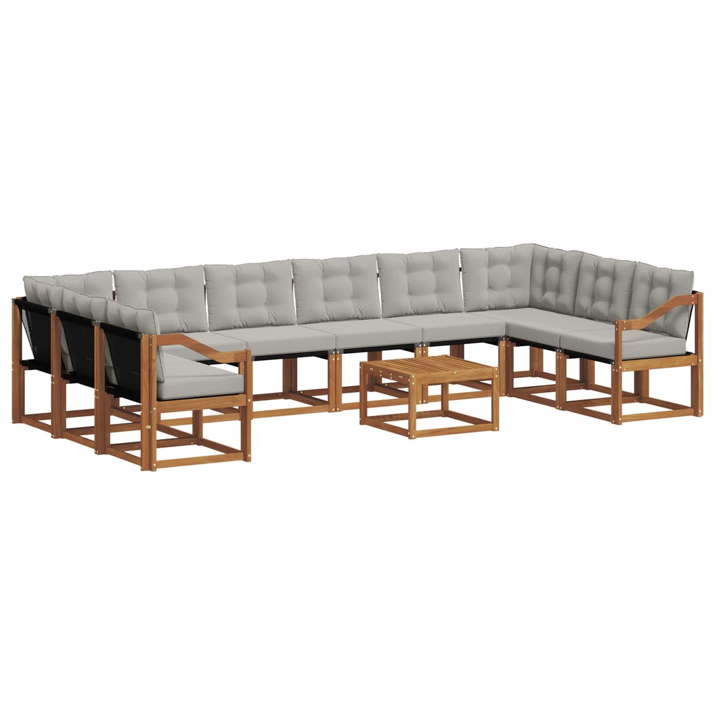 Set di divani da esterno 11 pcs Grigio Naturale e Chiaro | homemem39