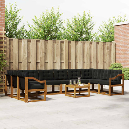 Set di divani da esterno con cuscino 11 pcs Naturale e Nero | homemem39