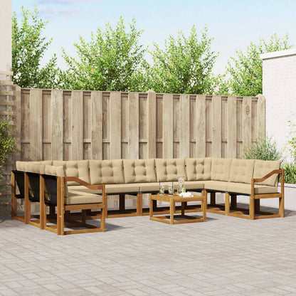 Set di divani da esterno con cuscino 11 pcs Naturale e Beige