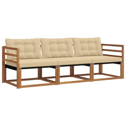 Set di divani da esterno con cuscino 3 pcs Naturale e Beige | homemem39