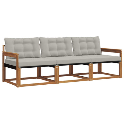 Set di divani da esterno 3 pcs Grigio Naturale e Chiaro