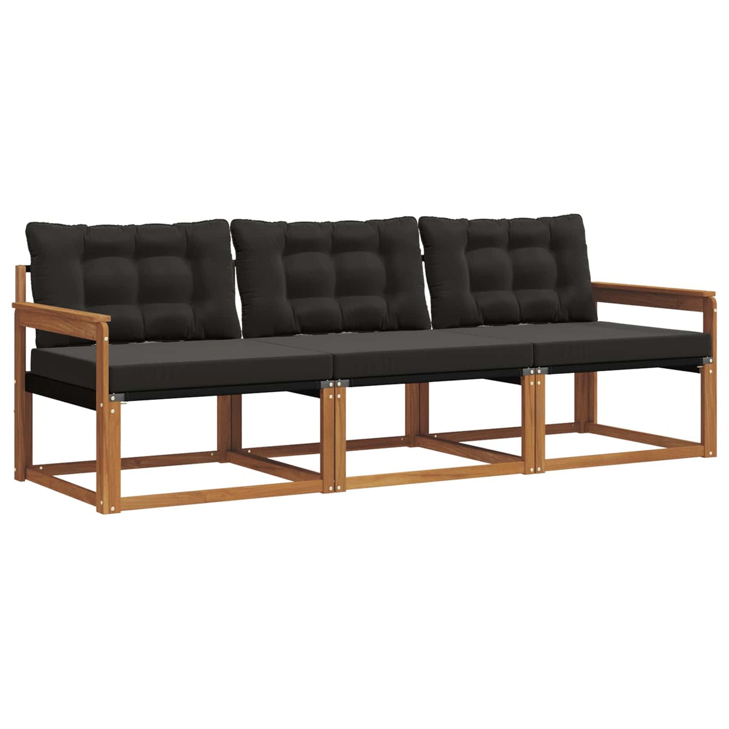 Set di divani da esterno con cuscino 3 pcs Naturale e Nero | homemem39