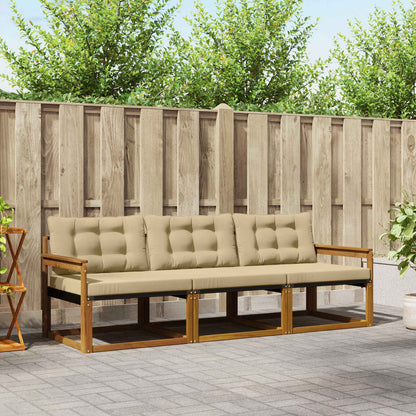 Set di divani da esterno con cuscino 3 pcs Naturale e Beige | homemem39