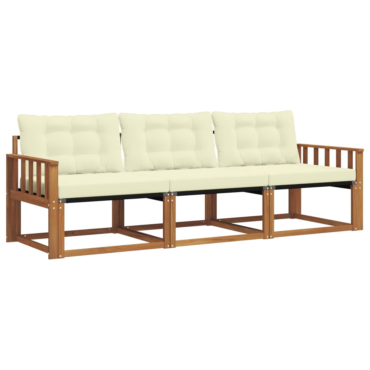 Set di divani da esterno con cuscino 3 pcs Naturale e Crema | homemem39