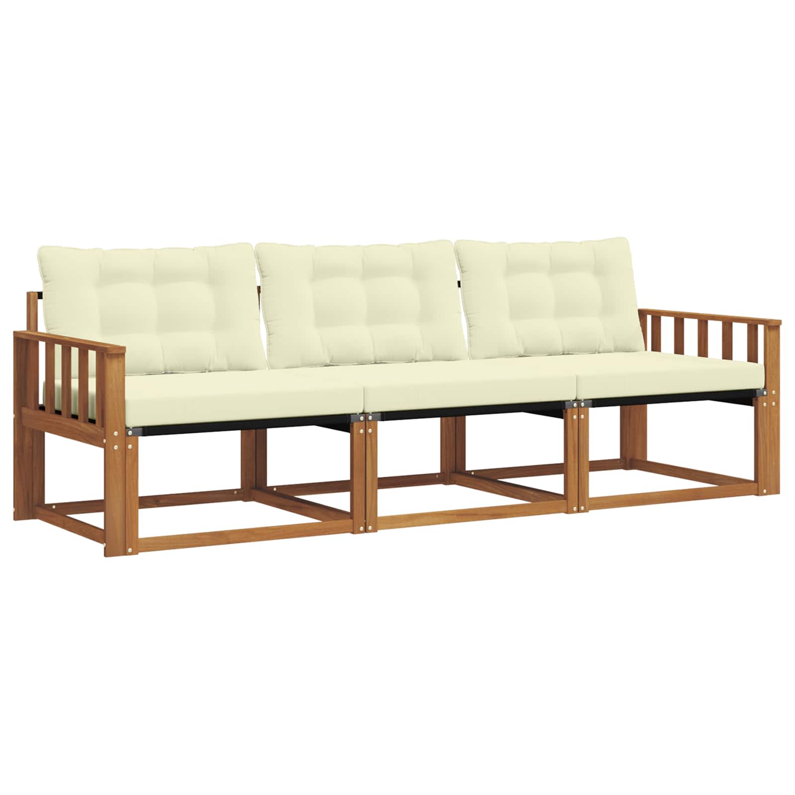 Set di divani da esterno con cuscino 3 pcs Naturale e Crema | homemem39