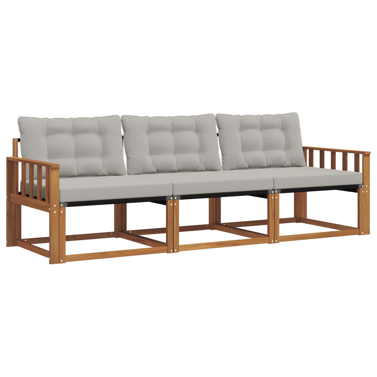 Set di divani da esterno 3 pcs Grigio Naturale e Chiaro | homemem39