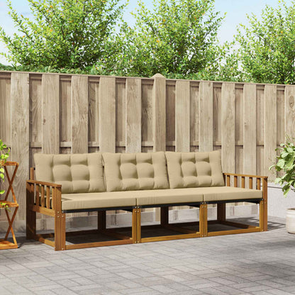 Set di divani da esterno con cuscino 3 pcs Naturale e Beige