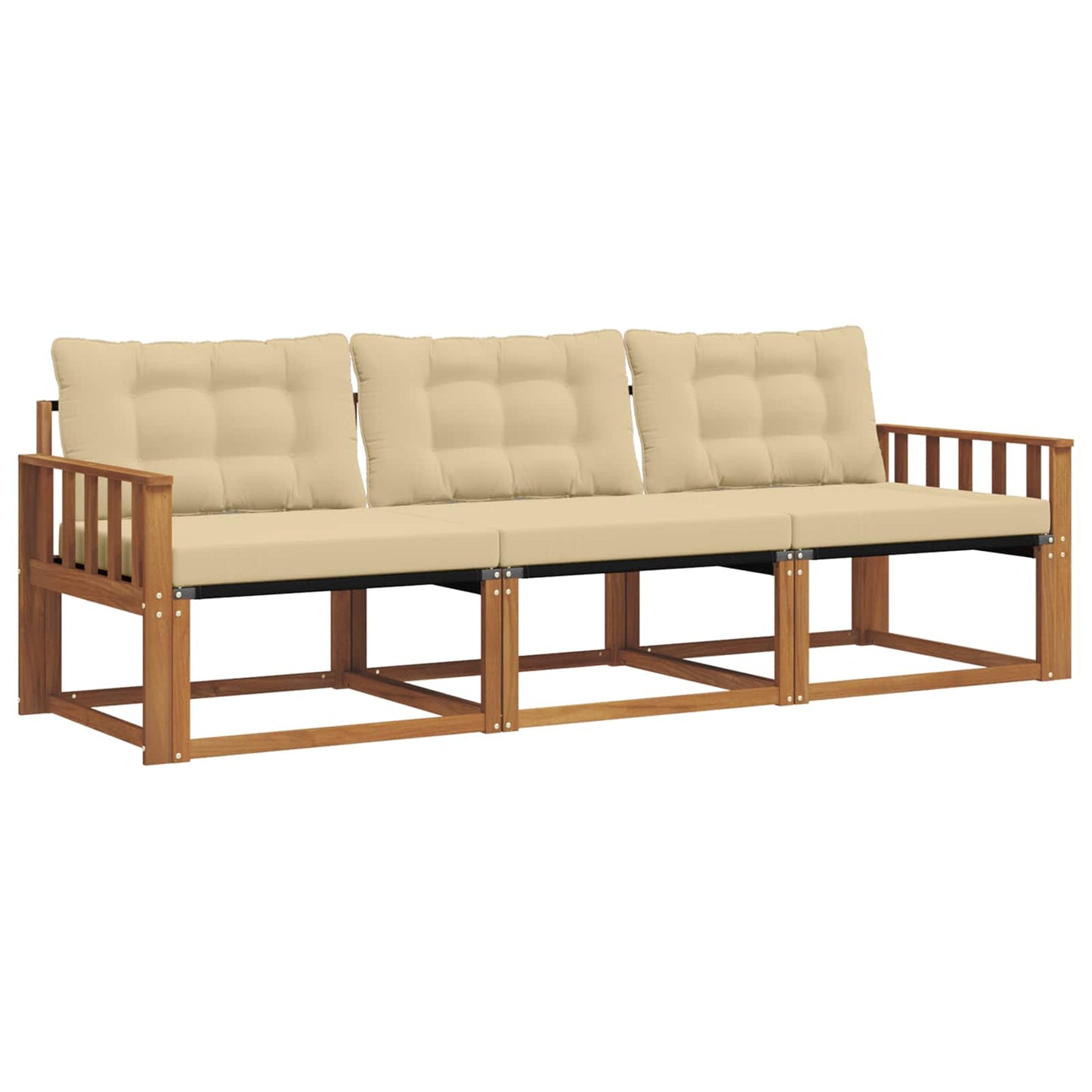 Set di divani da esterno con cuscino 3 pcs Naturale e Beige | homemem39