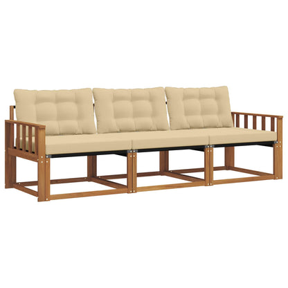 Set di divani da esterno con cuscino 3 pcs Naturale e Beige | homemem39