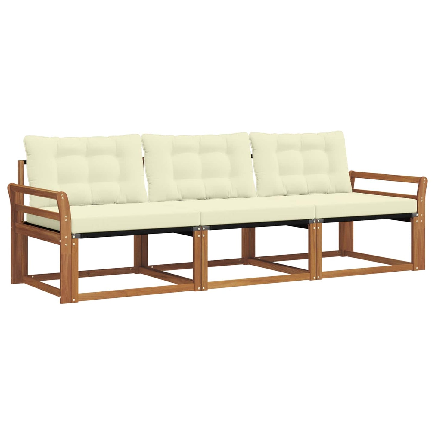 Set di divani da esterno con cuscino 3 pcs Naturale e Crema | homemem39