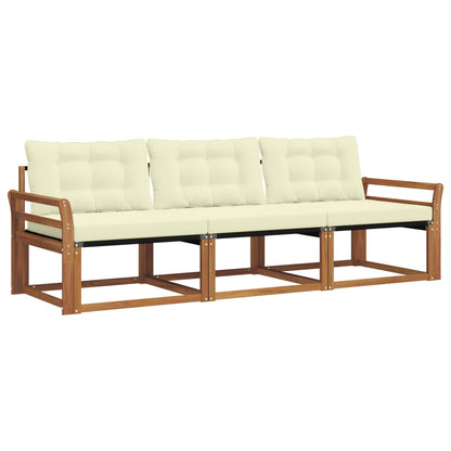 Set di divani da esterno con cuscino 3 pcs Naturale e Crema | homemem39
