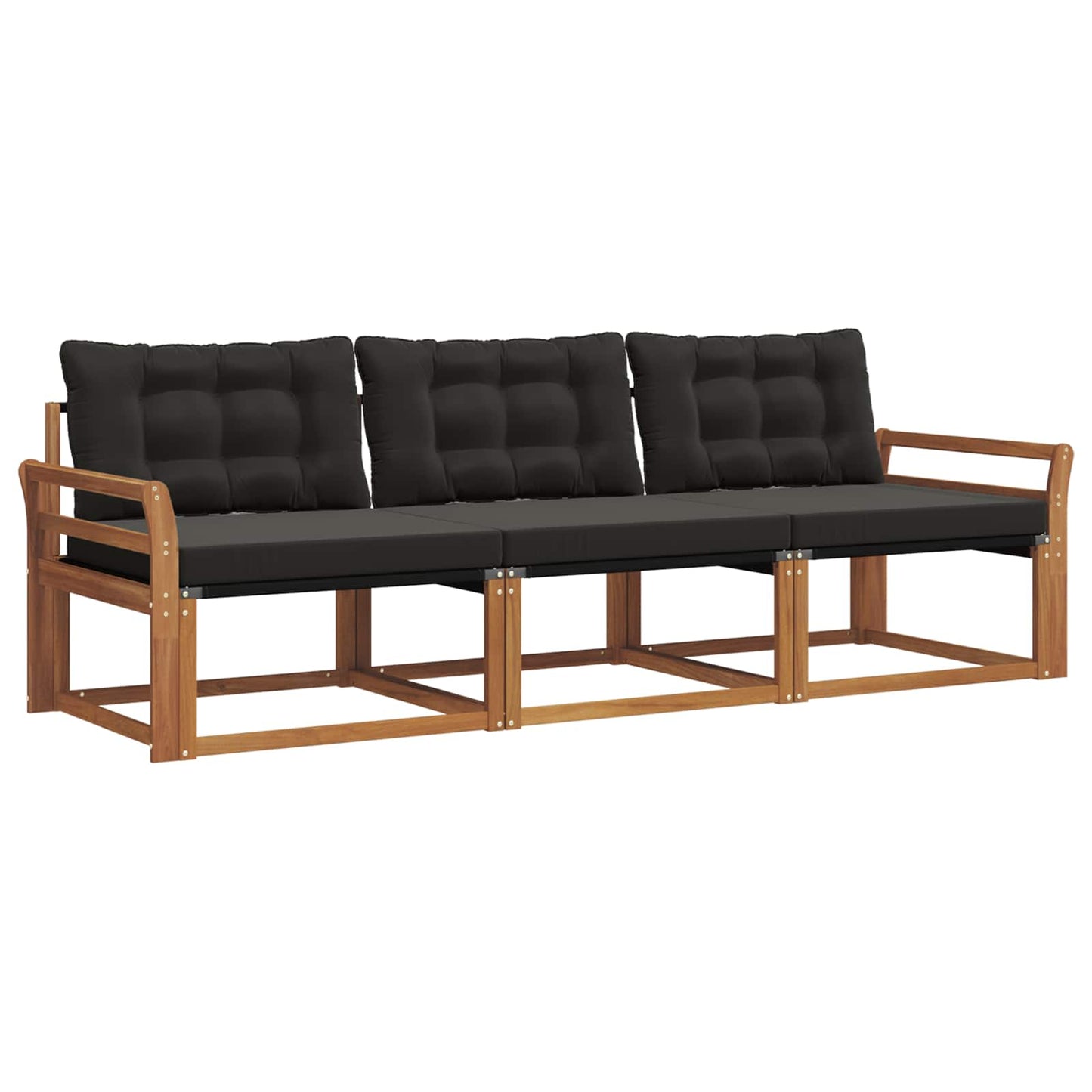 Set di divani da esterno con cuscino 3 pcs Naturale e Nero | homemem39