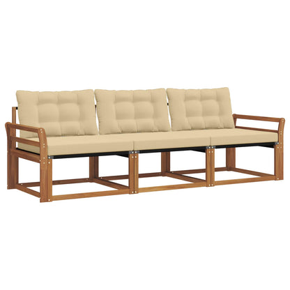 Set di divani da esterno con cuscino 3 pcs Naturale e Beige | homemem39